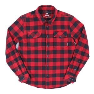 KUIU Field Flannel Shirt Men Medium Red Buffalo Plaid Flannel Outdoor Wool Blend